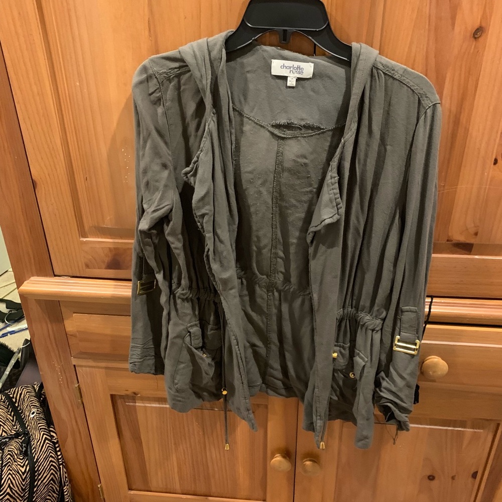 Green with gold buckles jacket but thin material